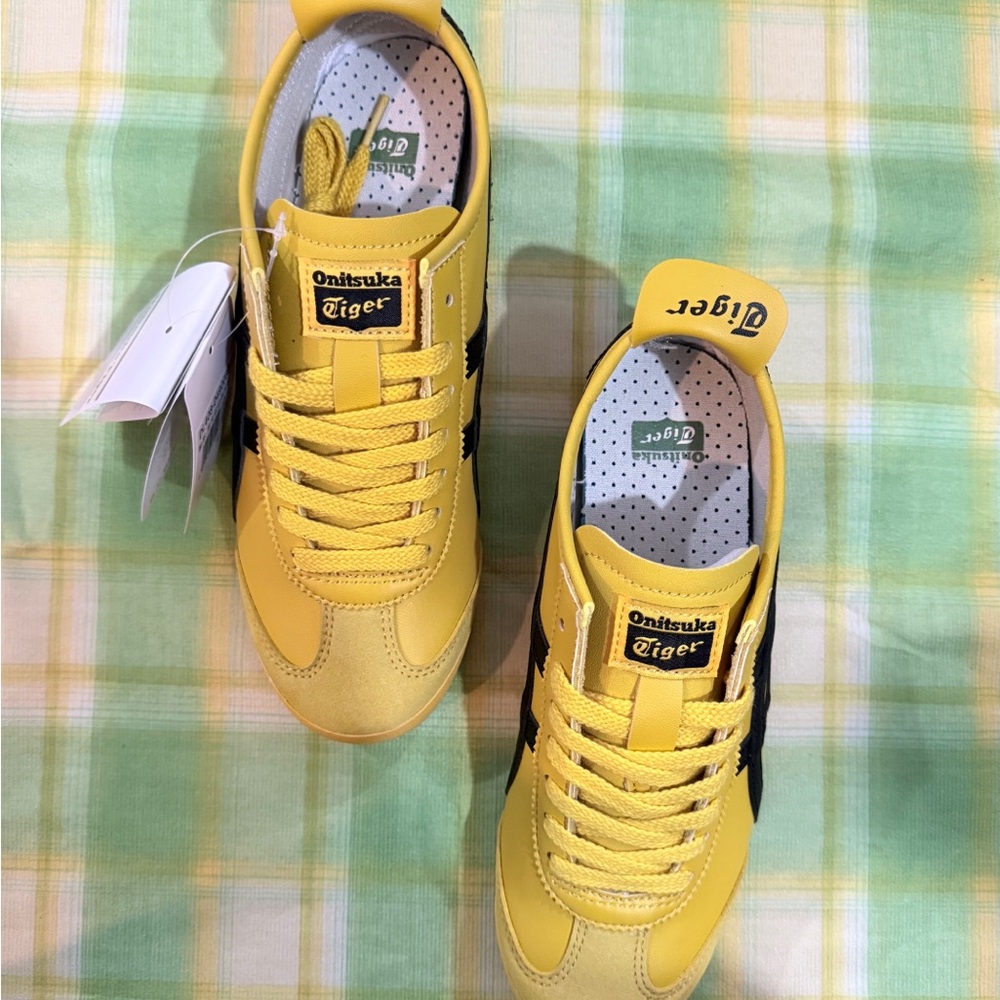 Onitsuka Tiger by Asics Yellow with Black Stripes Mexico 66 Sneakers - Picture 2 of 6